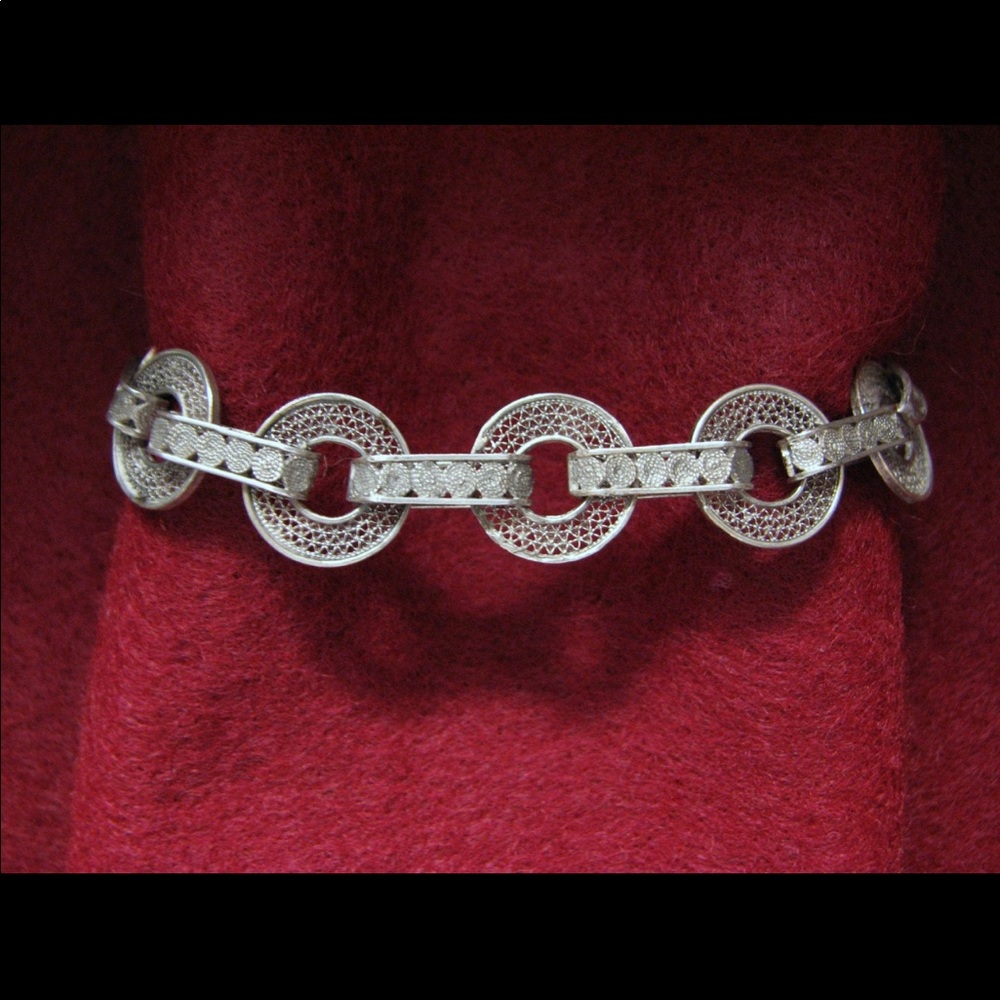 Vintage 800 SILVER filigree link bracelet